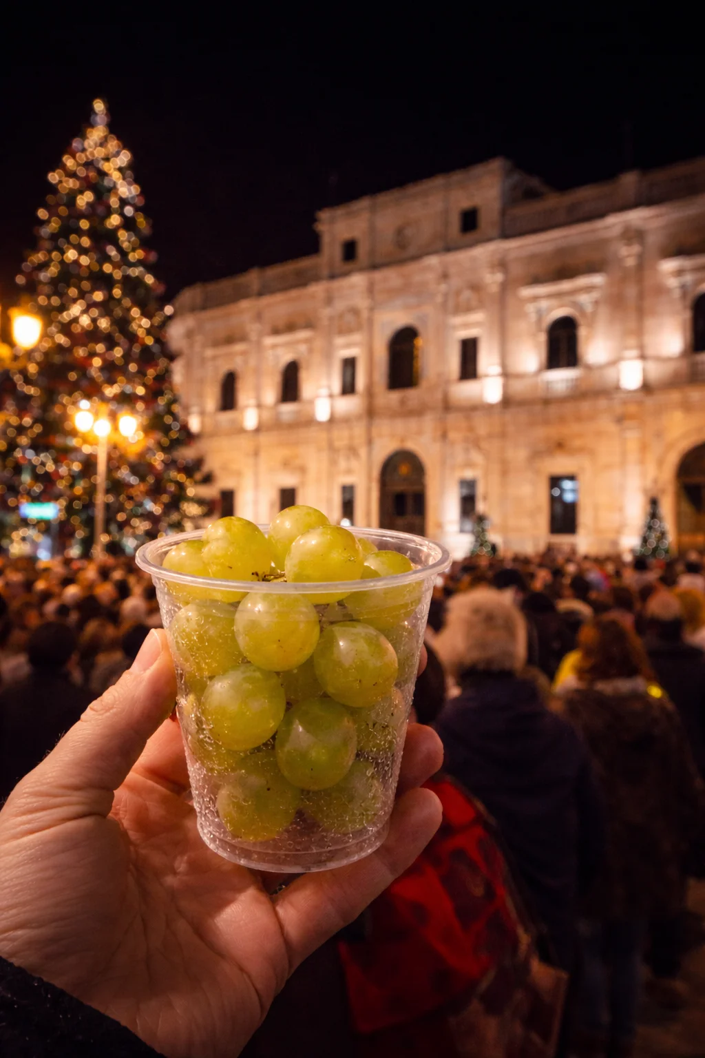 Eating the grapes on New Year’s Eve in Plaza Nueva, Seville